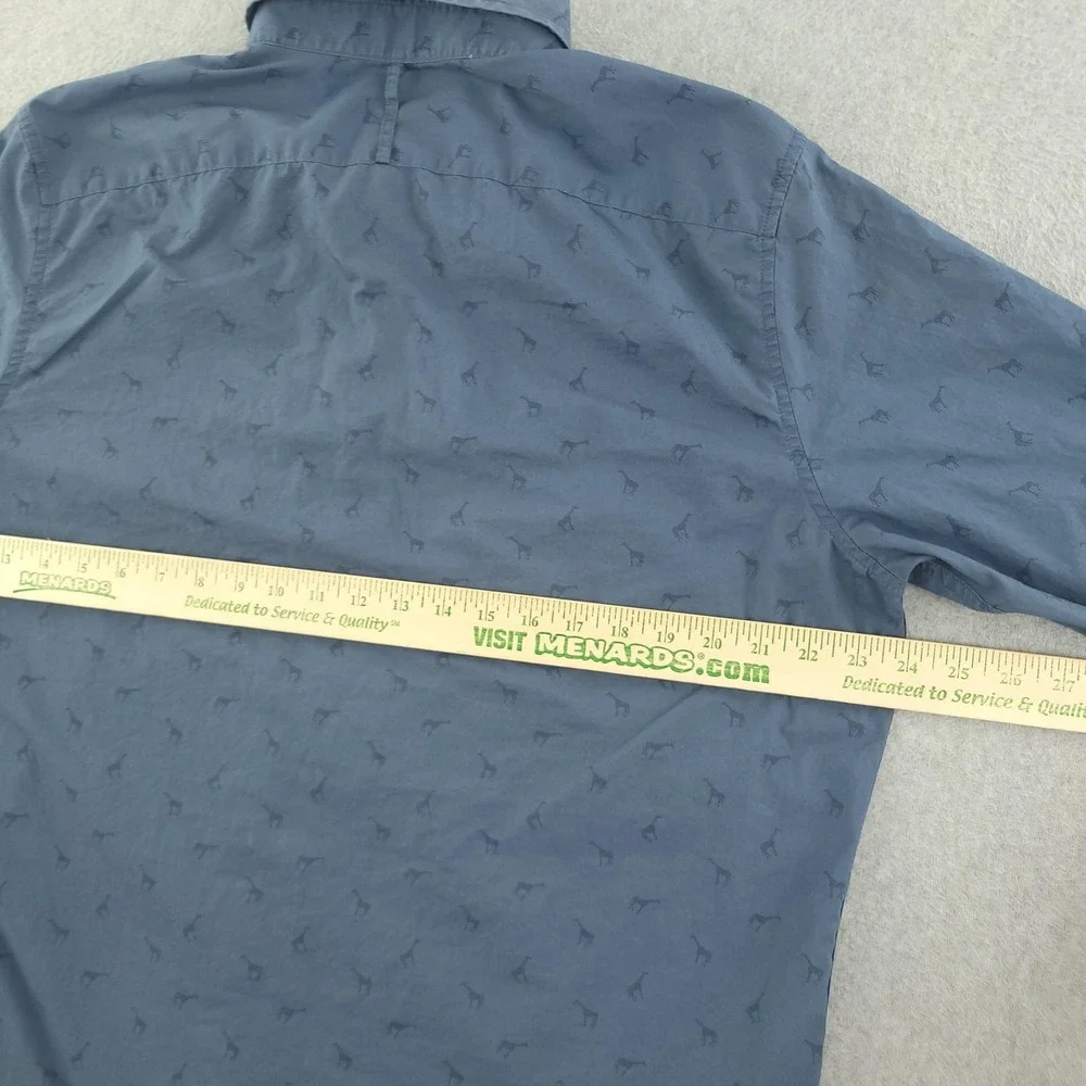 Banana Republic Shirt Mens L Blue Giraffe Print Long Sleeve Button Down Cotton